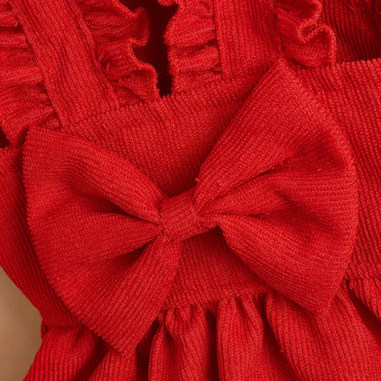 Vestido Moño Rojo con Moño Cabeza