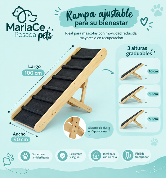 Rampa ajustable para Perros y Gatos