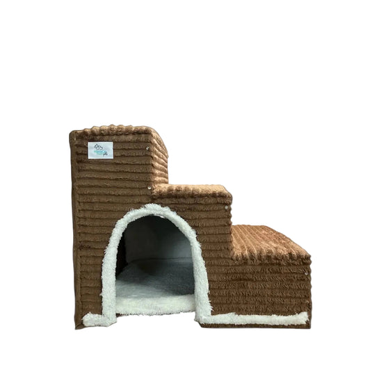Escalera iglú para perros y gatos color café