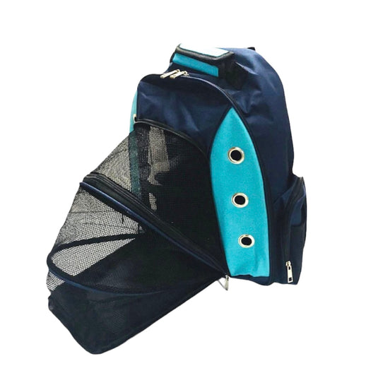 Astropet blue and green drop-down backpack type suitcase
