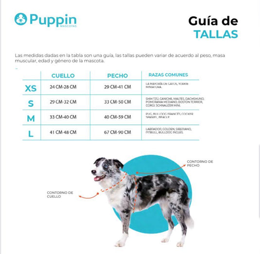 Pechera doble faz con correa para perro Puppin