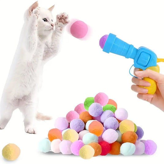 Pistola de pelotas de juguete para gatos interactiva