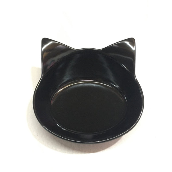 Black and gray cat face feeder