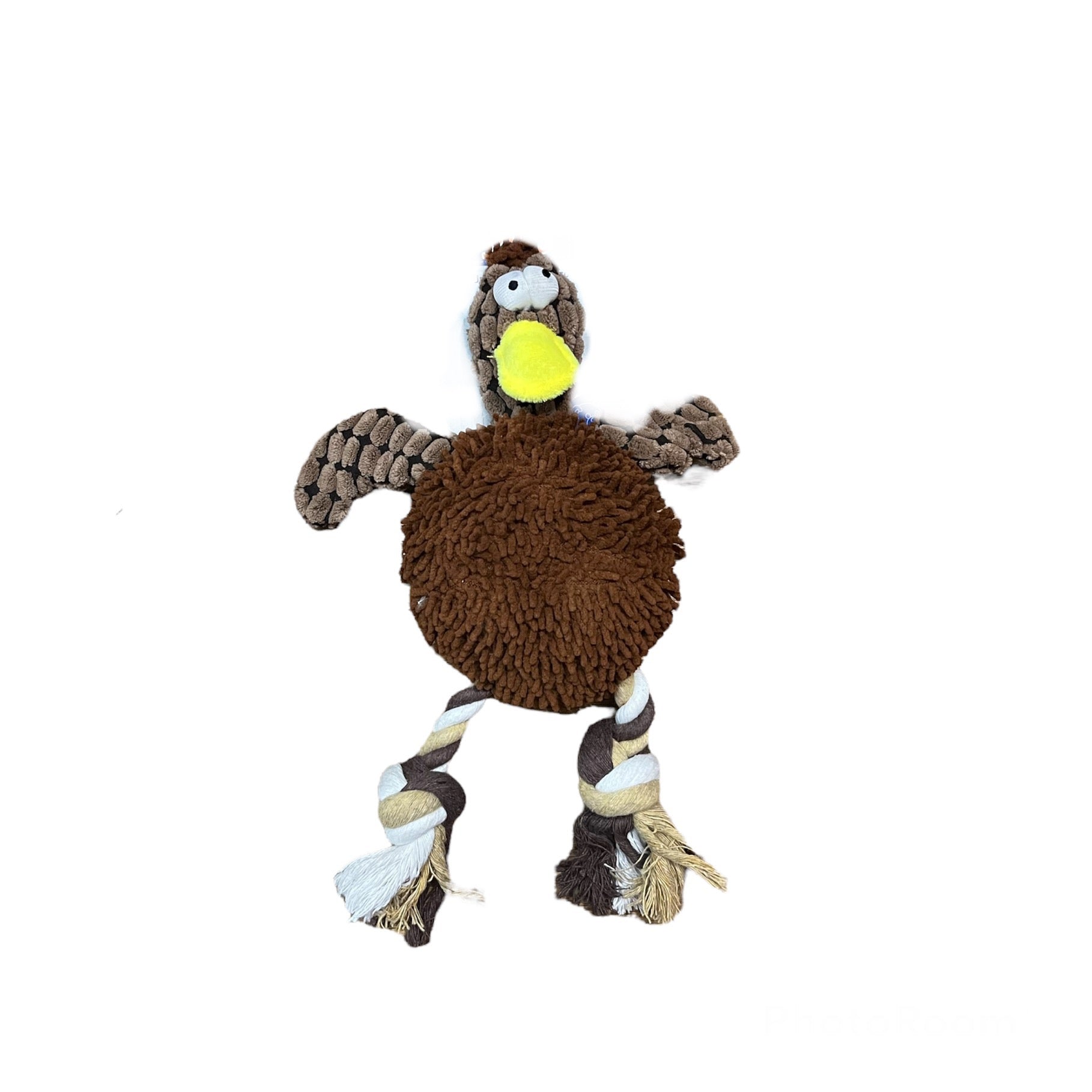 Brown turkey with bow dog toy